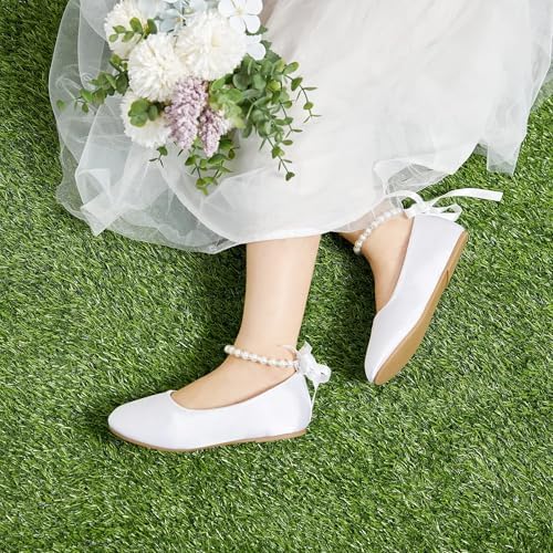 Felix & Flora Girls Toddler Little Ballet Shoes - Flower Girls Mary Jane Flats Dress Shoes Party Wedding