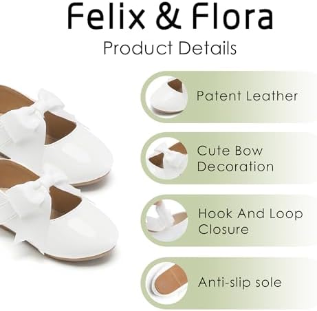 Felix & Flora Toddler Flower Girl Dress Shoes - Girl Ballet Flats Party School Shoes Wedding