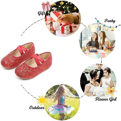 Felix & Flora Toddler Girl Dress Shoes - Flower Girl Ballet Mary Jane Flats Party School Wedding