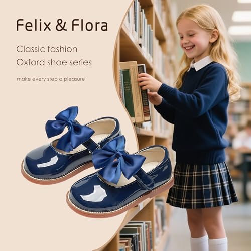Felix & Flora Toddler Girl Oxford Dress Shoes - Mary Jane Flats For Little Girl Party School Shoes