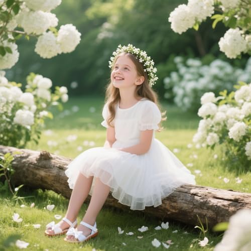 Felix & Flora Toddler Girl Sandals - Flower Girl Dress Shoes Open Toe Little Kid Summer Flats