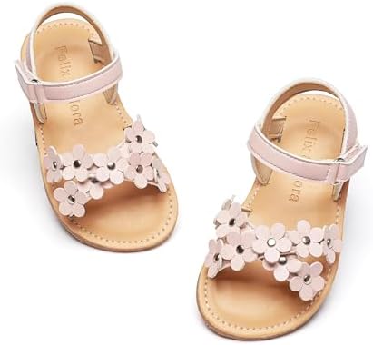 Felix & Flora Toddler Girl Sandals -Flower Girl Dress Shoes Open Toe Little Kid Summer Flats