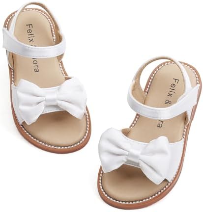 Felix & Flora Toddler Girl Sandals - Flower Girl Dress Shoes Open Toe Little Kid Summer Flats Felix & Flora Toddler Girl Sandals - Flower Girl Dress Shoes Open Toe Little Kid Summer Flats