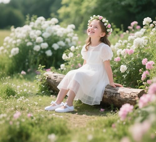 Felix & Flora Toddler Little Girls Dress Shoes - Flower Girls Mary Jane Flats Ballet Shoes Party Wedding