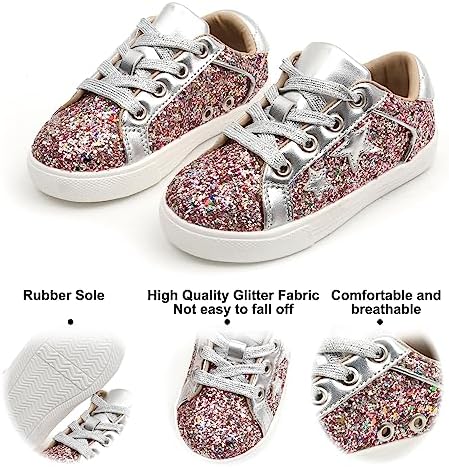 Felix & Flora Toddler/Little Kid Girls Running Shoes Sports Sneakers Princess Casual Glitter Shoes