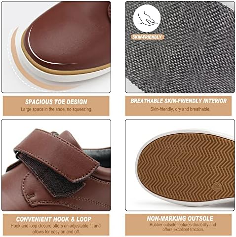 Firelli Boys Loafers Hook And Loop School Uniform Dress Shoes Kids Casual Oxford Shoes