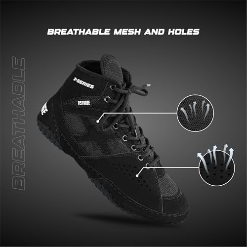 FISTRAGE Wrestling Shoes For Men Women Youth Lightweight Shoes Fighting Wrestling - AmmaraHide Seude With Rubber Sole Sports Master Training Boots Combat Footwear Ventilated Design With Mesh Pro Geniune Handmade Unisex Shoes