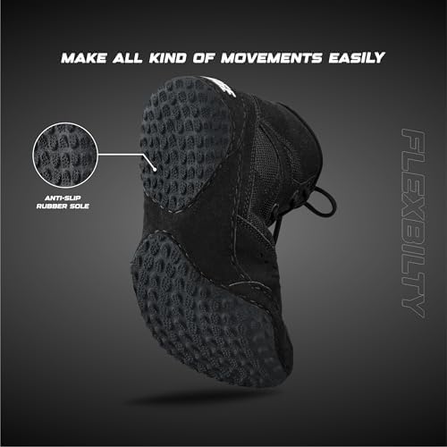 FISTRAGE Wrestling Shoes For Men Women Youth Lightweight Shoes Fighting Wrestling - AmmaraHide Seude With Rubber Sole Sports Master Training Boots Combat Footwear Ventilated Design With Mesh Pro Geniune Handmade Unisex Shoes