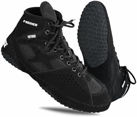 FISTRAGE Wrestling Shoes For Men Women Youth Lightweight Shoes Fighting Wrestling - AmmaraHide Seude with Rubber Sole Sports Master Training Boots Combat Footwear Ventilated Design With Mesh Pro Geniune Handmade Unisex Shoes