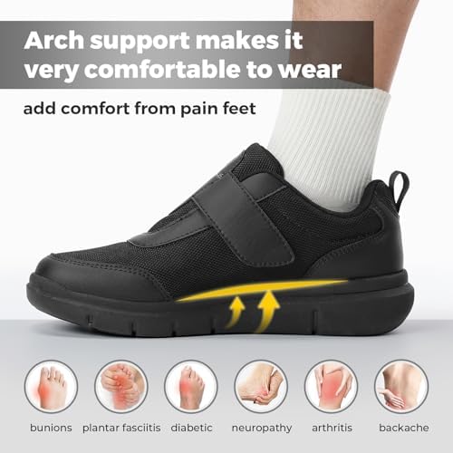 FitVille Diabetic Shoes For Men Extra Wide Width Swollen Feet Shoes For Diabetics Pain Relief