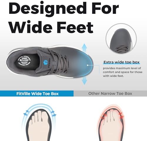 FitVille Extra Wide Men's Golf Shoes Waterproof Professional Outdoor Spiked Golf Shoes For Men With Arch Support