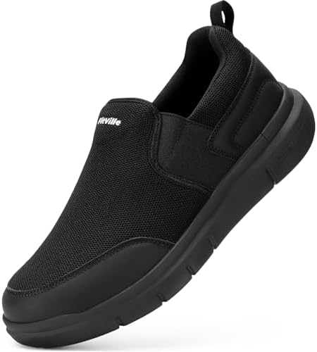 FitVille Men's Extra Wide Slip on Walking Shoes Lightweight Non-Slip Breathable Casual Loafers for Standing All Day