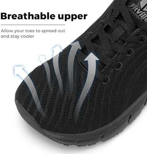 FitVille Wide Walking Shoes For Men Comfortable Lightweight Running Wide Toe Box Shoes For Men Non Slip Cushioned