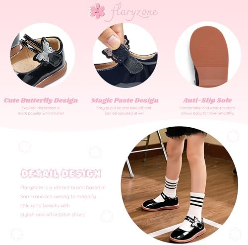 Flaryzone Toddler Little Girl Mary Jane School Uniform Oxfords Flat Dress Shoes