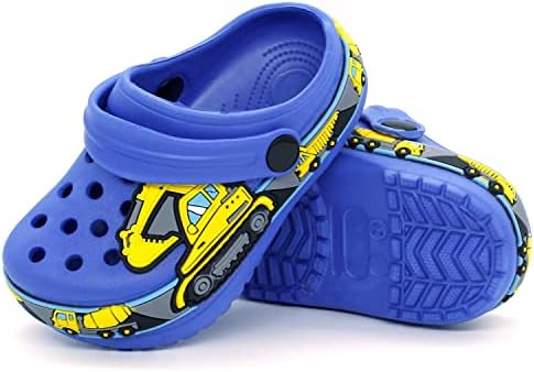 FolHaoth Toddlers Cute Cartoon Excavator Racecar Pattern Boys Girls Clogs Slip On Lightweight Breathable Kids Sandals Non Slip Indoor Outdoor Beach Pool Shower Slippers Shoes
