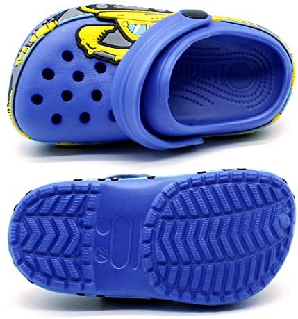 FolHaoth Toddlers Cute Cartoon Excavator Racecar Pattern Boys Girls Clogs Slip On Lightweight Breathable Kids Sandals Non Slip Indoor Outdoor Beach Pool Shower Slippers Shoes
