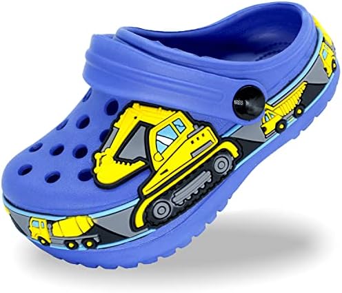 FolHaoth Toddlers Cute Cartoon Excavator Racecar Pattern Boys Girls Clogs Slip On Lightweight Breathable Kids Sandals Non Slip Indoor Outdoor Beach Pool Shower Slippers Shoes