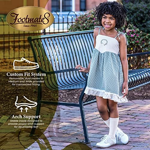 FOOTMATES Cheer Lace-Up Saddle Oxford Girls And Boys Dress Shoes With Wide Toe Box And Custom-Fit Insoles Non-Marking Outsoles - For Infants Toddlers And Little Kids Ages 0-8