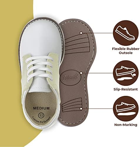 FOOTMATES Cheer Lace-Up Saddle Oxford Girls And Boys Dress Shoes With Wide Toe Box And Custom-Fit Insoles Non-Marking Outsoles - For Infants Toddlers And Little Kids Ages 0-8