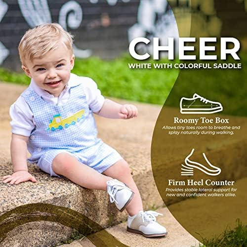 FOOTMATES Cheer Lace-Up Saddle Oxford Girls And Boys Dress Shoes With Wide Toe Box And Custom-Fit Insoles Non-Marking Outsoles - For Infants Toddlers And Little Kids Ages 0-8