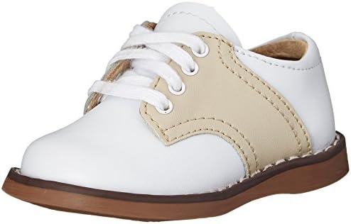 FOOTMATES Cheer Lace-Up Saddle Oxford Girls and Boys Dress Shoes with Wide Toe Box and Custom-Fit Insoles Non-Marking Outsoles - for Infants Toddlers and Little Kids Ages 0-8
