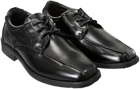 French Toast Boys Dress Shoes - Classic Lace-Up Oxford Casual Dress Formal Shoes - Black (Size 7 Toddler - Size 6 Big Kid)