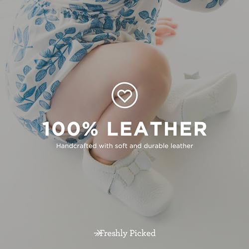 Freshly Picked First Pair Knotted Bow Baby Girl Leather Moccasins - Soft Sole Baby Shoes Infant Shoes