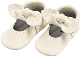 Freshly Picked First Pair Knotted Bow Baby Girl Leather Moccasins - Soft Sole Baby Shoes Infant Shoes