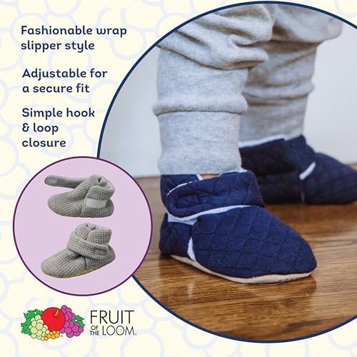 Fruit Of The Loom Cozy Thermal Wrap Booties With Non-Skids For Baby Girls Boys Unisex