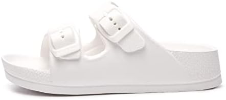 FUNKYMONKEY Unisex-Child Slides Double Buckle Adjustable EVA Flat Sandals For Boys Girls