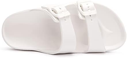 FUNKYMONKEY Unisex-Child Slides Double Buckle Adjustable EVA Flat Sandals For Boys Girls