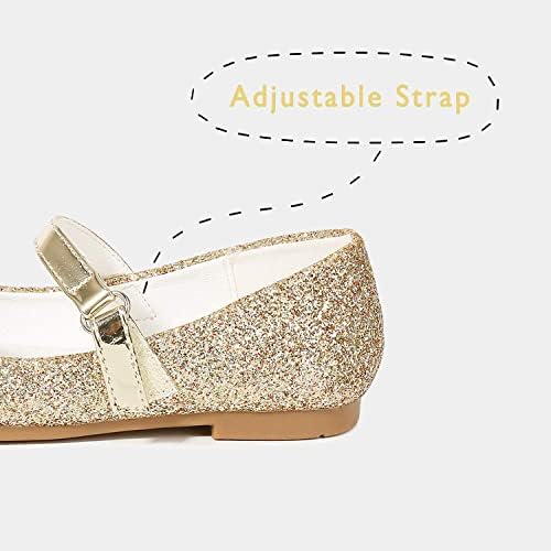 Furdeour Girls Dress Shoes Mary Jane Flower Wedding Party Bridesmaids Shoes Glitter Princess Ballet Flats For Kid Toddler