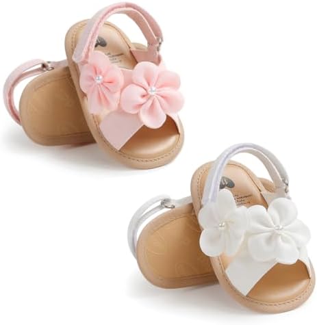 GDSDYM Infant Baby Girls Summer Sandals With Flower Bowknot Soft Sole Wedding Dress Flats Newborn First Walkers Crib Dress Shoes