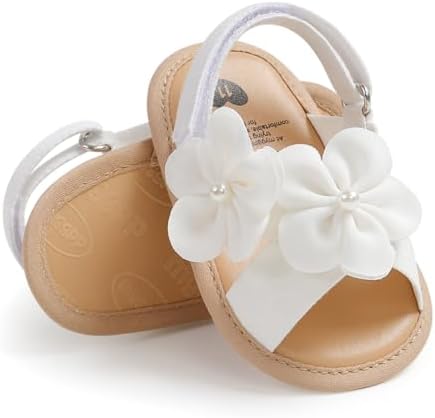 GDSDYM Infant Baby Girls Summer Sandals with Flower Bowknot Soft Sole Wedding Dress Flats Newborn First Walkers Crib Dress Shoes