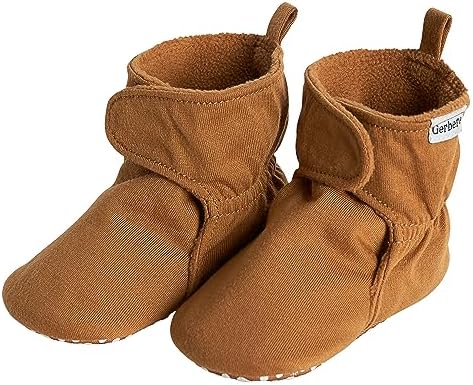 Gerber Baby Fleece Lined Wrap Fasten Non Skid Soft Slipper Booties