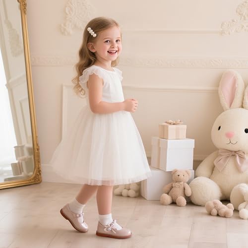 GINFIVE Toddler Girls Dress Shoes Little Kids Flats School Mary Janes Shoes