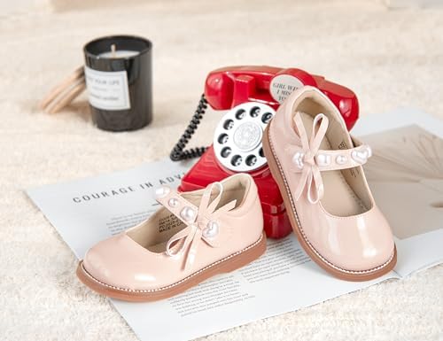 GINFIVE Toddler Girls Dress Shoes Little Kids Flats School Mary Janes Shoes