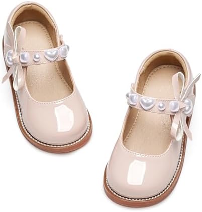 GINFIVE Toddler Girls Dress Shoes Little Kids Flats School Mary Janes Shoes