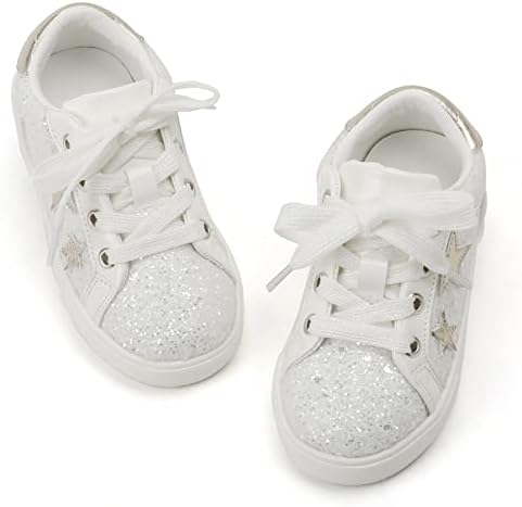 GINFIVE Toddler Girls Sneakers Little Girls Slip On Shoes Glitter Sneakers Toddler