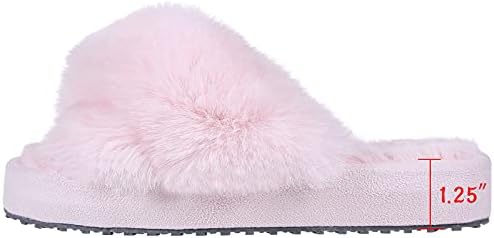 Girl's Soft Plush Lightweight House Slippers Non Slip Cross Band Slip On Open Toe Cozy Indoor Outdoor Slippers