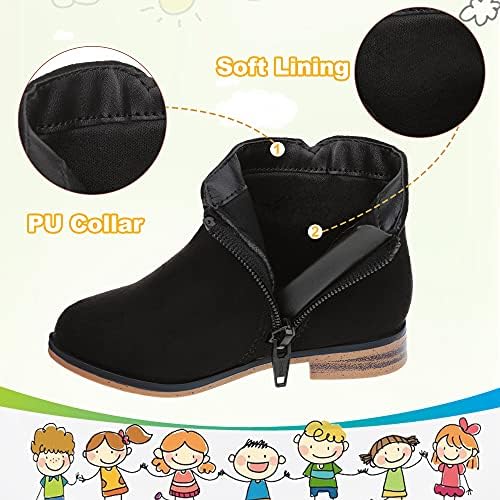 Girls Boots Kids Ankle Boots Side Zipper Booties Fashion Short Suede Low Heels