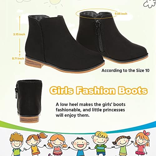 Girls Boots Kids Ankle Boots Side Zipper Booties Fashion Short Suede Low Heels