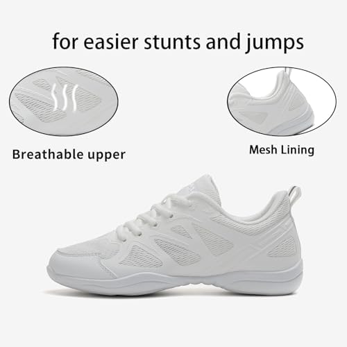Girls Cheer Shoes White Cheerleading Dance Shoes Youth High-Performance Breathable Cheerleading Shoes For Athletic Training Competition