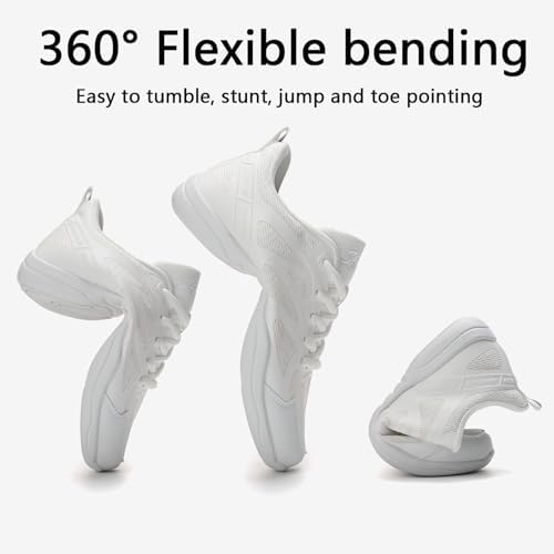 Girls Cheer Shoes White Cheerleading Dance Shoes Youth High-Performance Breathable Cheerleading Shoes For Athletic Training Competition