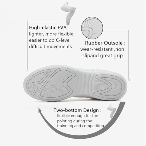 Girls Cheer Shoes White Cheerleading Dance Shoes Youth High-Performance Breathable Cheerleading Shoes For Athletic Training Competition