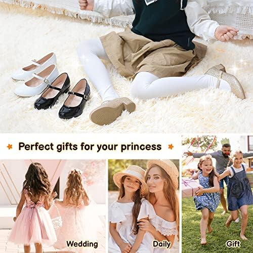 Girls Dress Shoes-Mary Jane Shoes For Girls Princess Wedding Party Flower Girl School Shoes Low Heel Flats For Little/Big Kids
