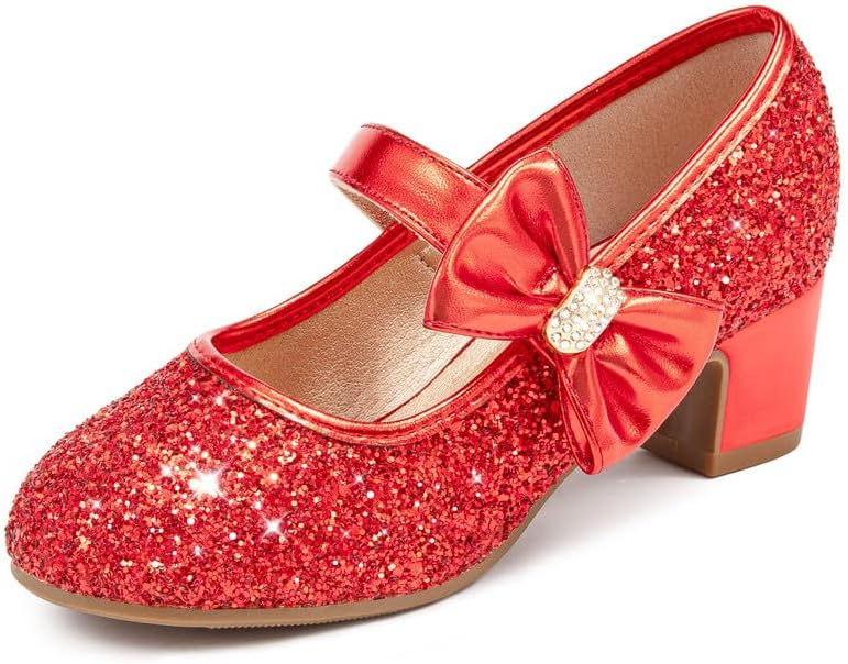 Girls Dress Shoes with Bow Mary Jane Princess Shoes Flower Girl High Heels for Toddler Little Big Kids Wedding Party Birthday