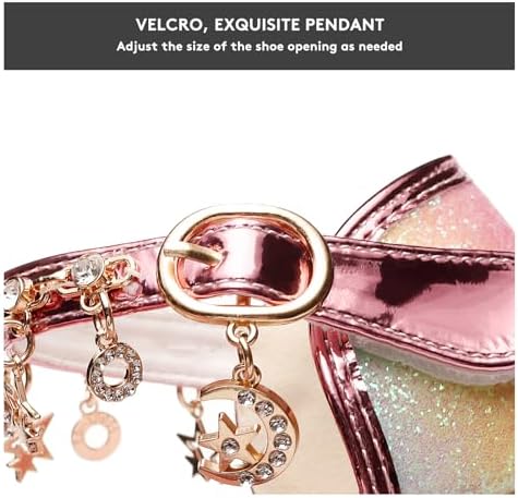 Girls Dress Shoes With Heels - Sparkly Sequins Closed Toe Sandals For Wedding Party Flower Girl (Toddler/Little/Big Kids)