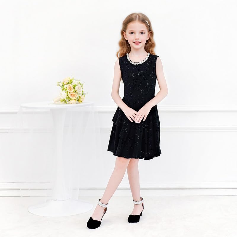 Girls Dress Shoes With Rhinestone Ankle Strap Closed Toe High Heels For Little Big Kids Wedding Party