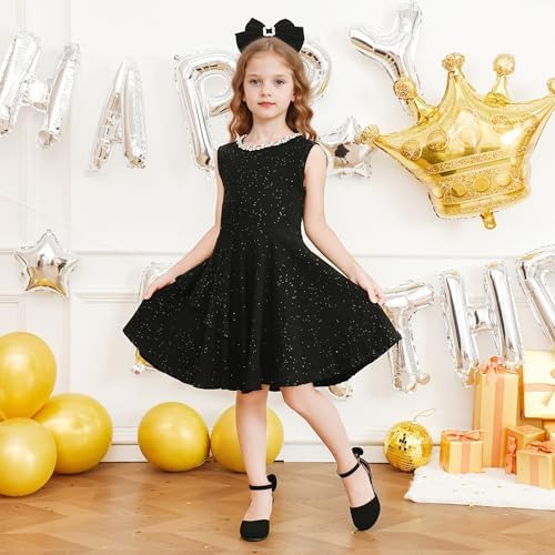 Girls Heels Dress Shoes Flower Girl Pumps With Cute Bow Closed Toe High Heels Adjustable Buckles Wedding Party